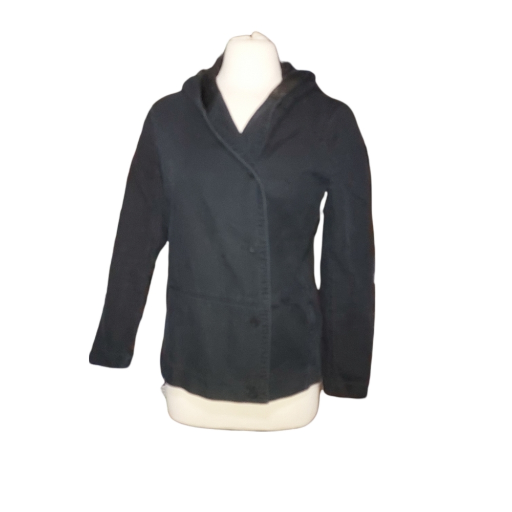Zuczug 4/165/84A Coat Jacket Black Woman Hooded Buttons Formal Casual Wa…